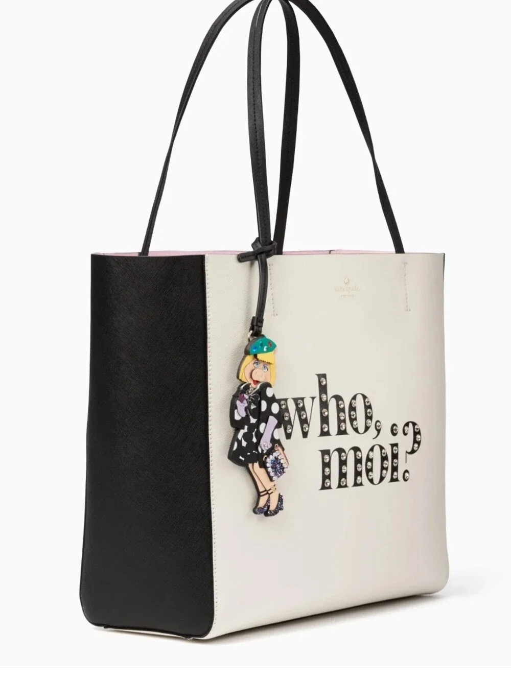 Authentic KATE SPADE Who Moi Hallie MISS PIGGY Leather Tote in Cream